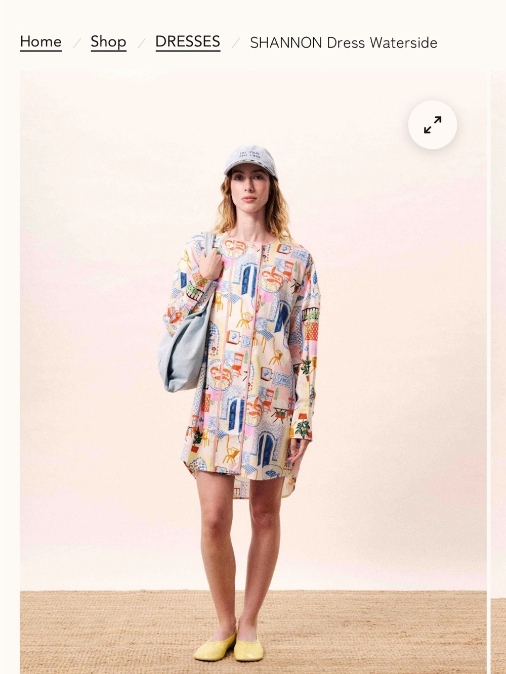 FRNCH Waterside Printed Long-Sleeve Shirt Dress in Multi